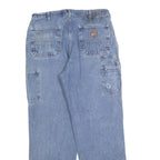 CARHARTT Mens Loose Fit Blue Denim Jeans W35 L32 Workwear Zip Closure