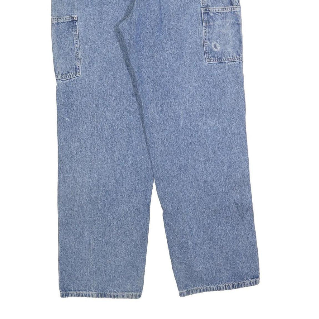 CARHARTT Mens Loose Fit Blue Denim Jeans W35 L32 Workwear Zip Closure