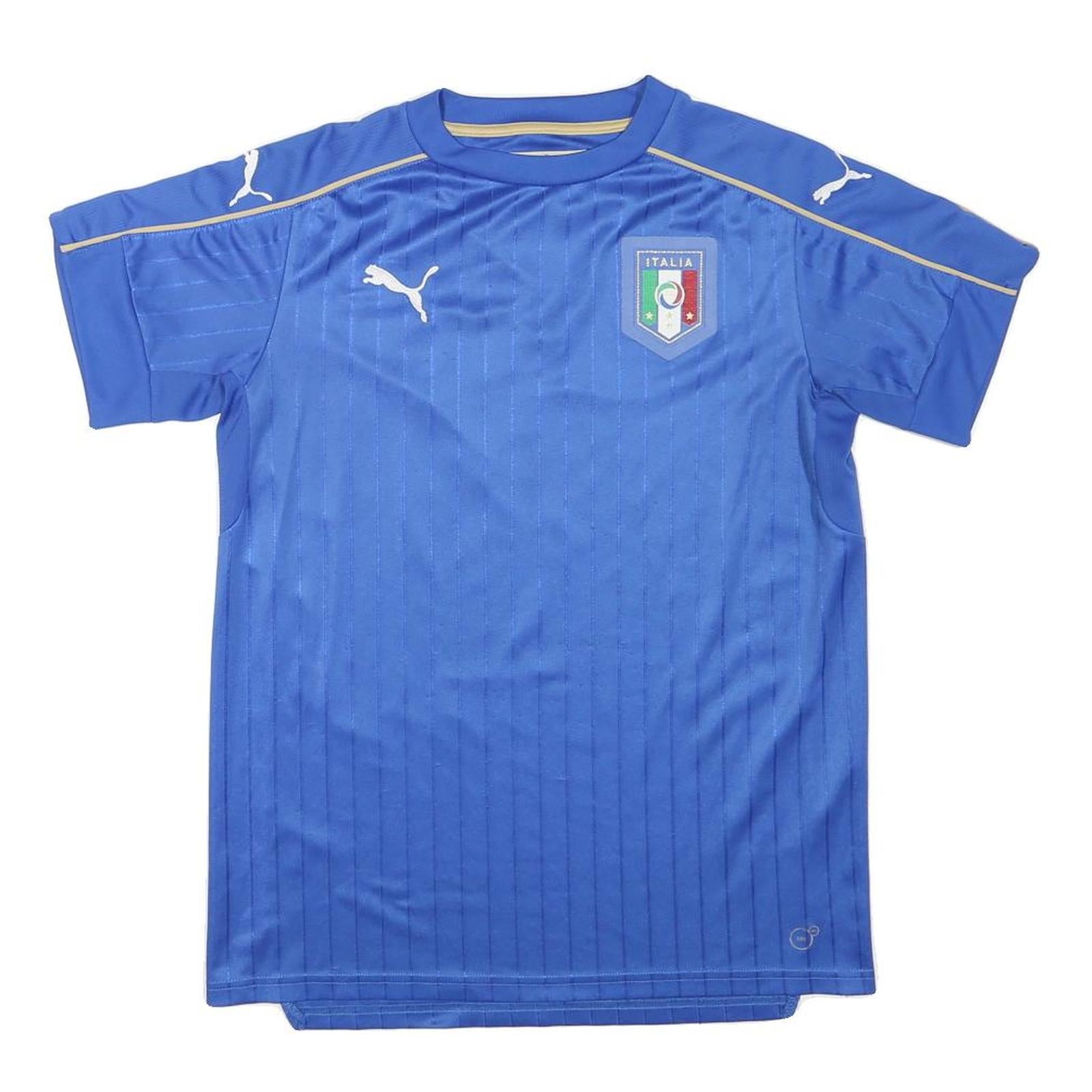 PUMA Boys Blue Italia Football Shirt T-Shirt Short Sleeve Crew Neck