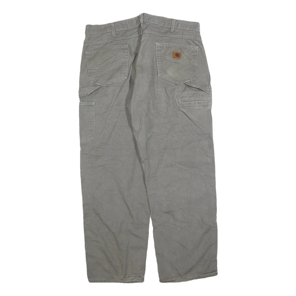 CARHARTT Mens Cotton Blend Grey Regular Straight Trousers W38 L32 Workwear