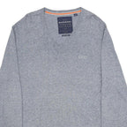 SUPERDRY Mens Grey Plain Cotton Blend V Neck Basic Knit Jumper XL Casual Layer
