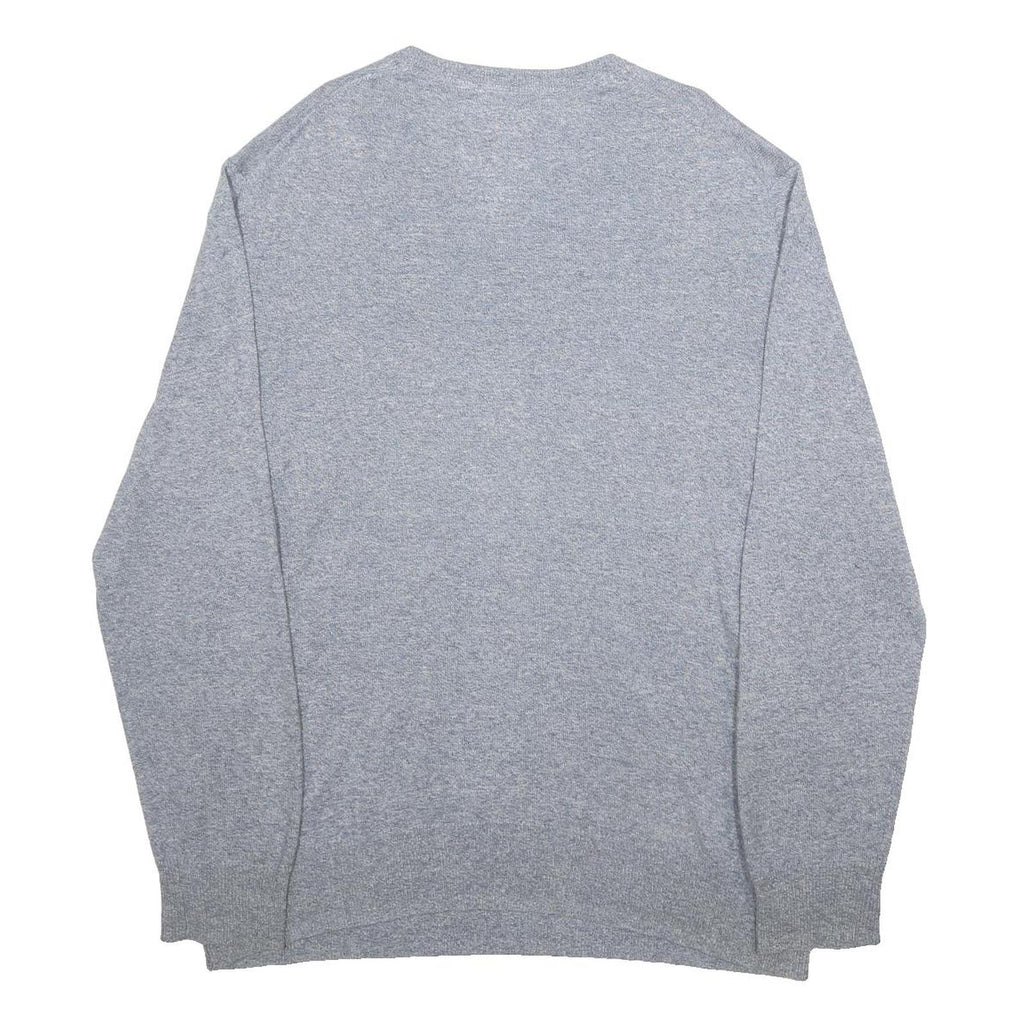 SUPERDRY Mens Grey Plain Cotton Blend V Neck Basic Knit Jumper XL Casual Layer