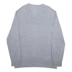 SUPERDRY Mens Grey Plain Cotton Blend V Neck Basic Knit Jumper XL Casual Layer