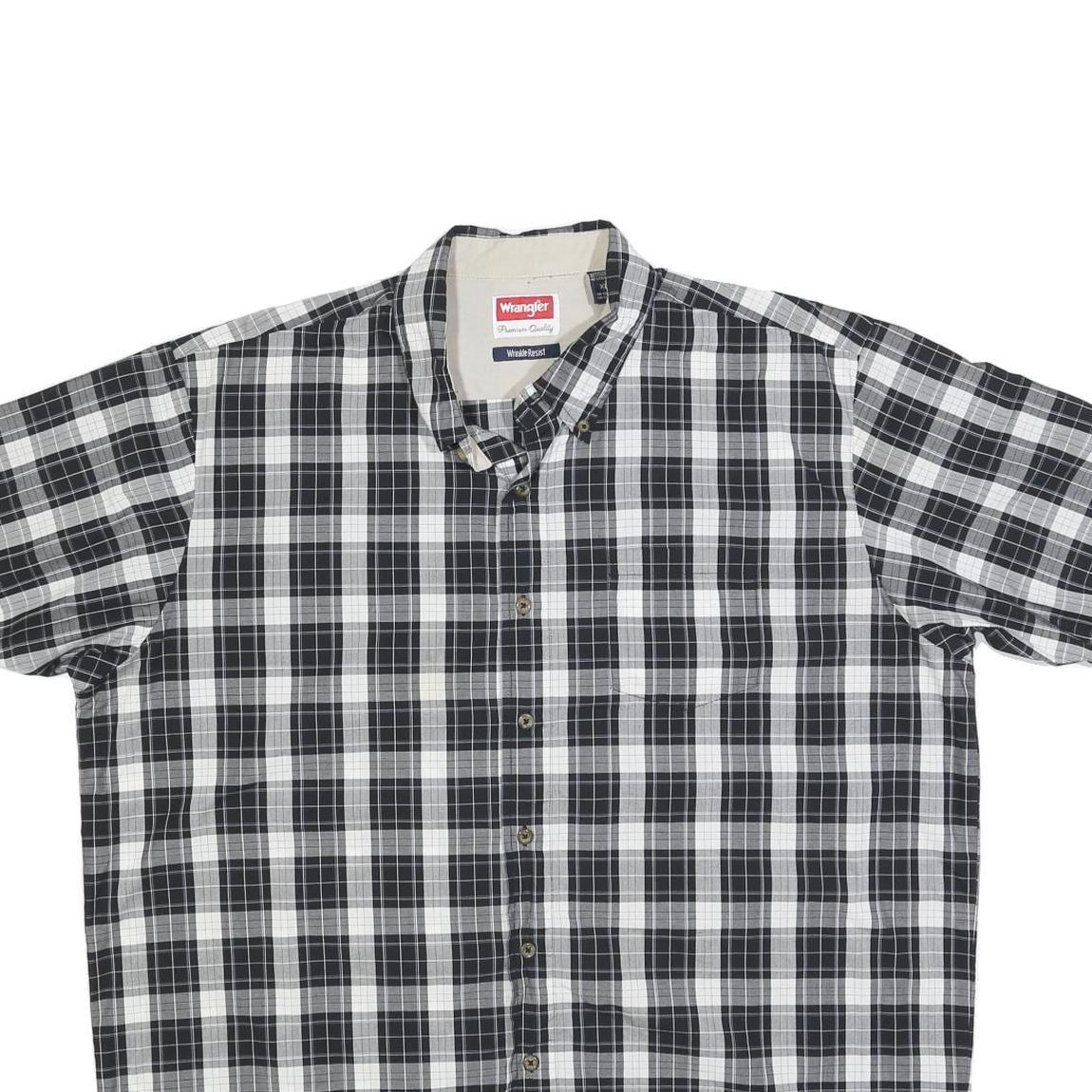 WRANGLER Mens Black & White Check Shirt XL Cotton Blend Button Down Casual