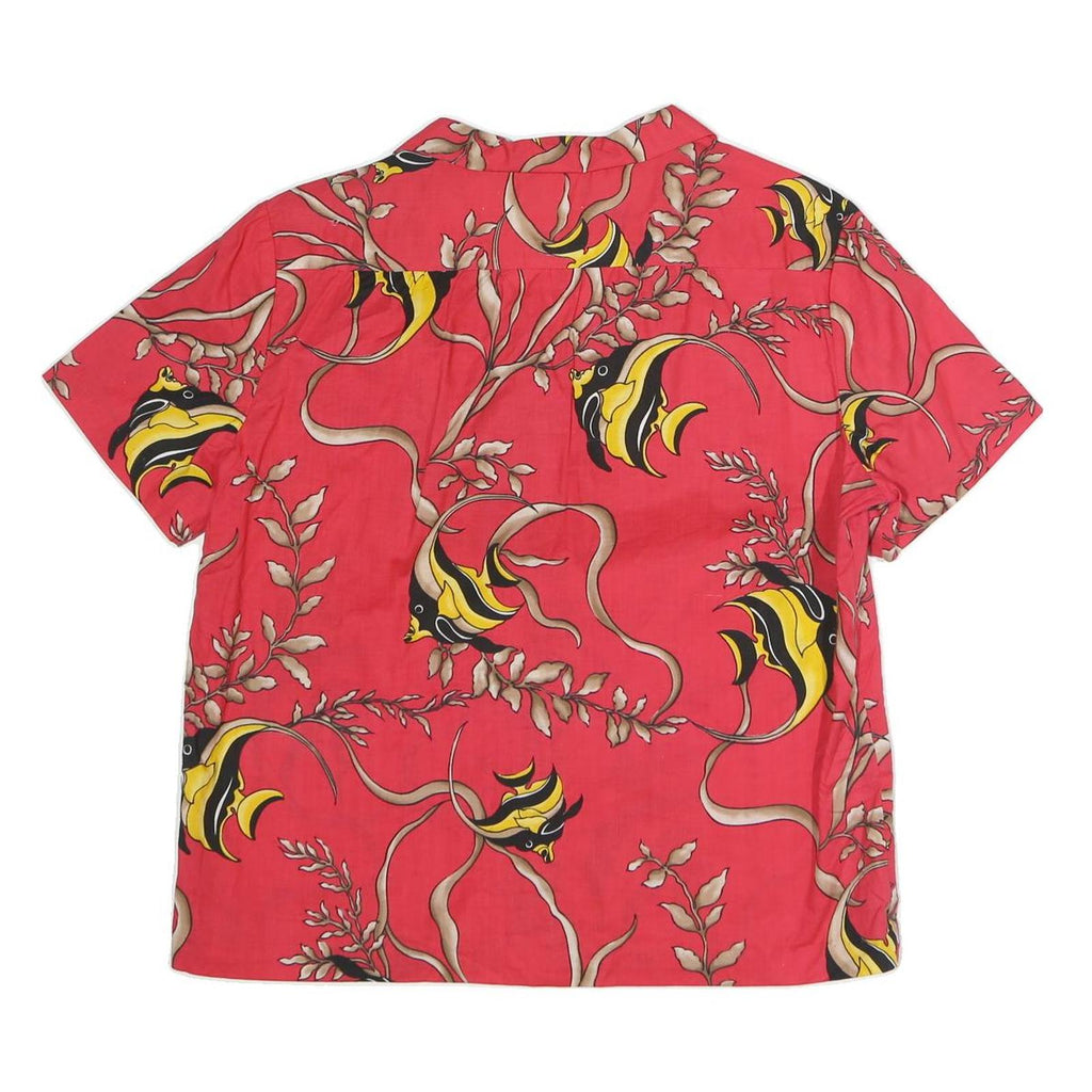 HELLO HATTIE Womens Coral Red Printed Button Shirt XL Cotton Blend Short Sleeve