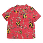 HELLO HATTIE Womens Coral Red Printed Button Shirt XL Cotton Blend Short Sleeve