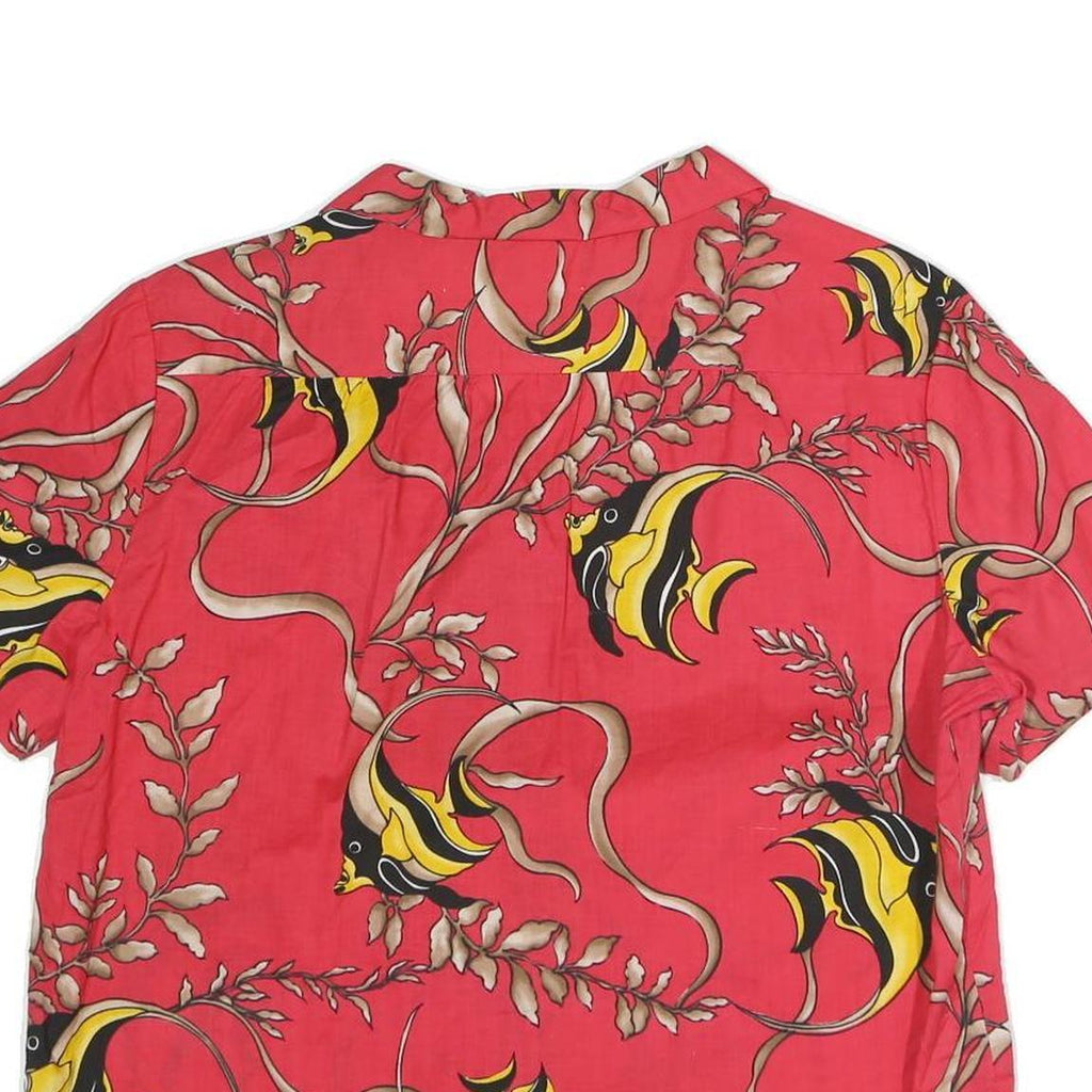 HELLO HATTIE Womens Coral Red Printed Button Shirt XL Cotton Blend Short Sleeve