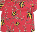 HELLO HATTIE Womens Coral Red Printed Button Shirt XL Cotton Blend Short Sleeve