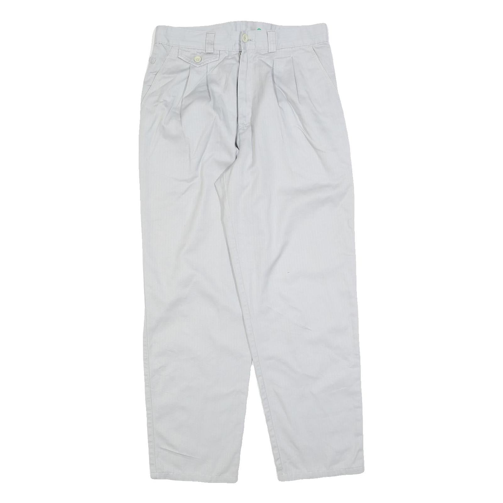 MOUSTACHE Mens Cotton Blend White Regular Fit Straight Trousers W28 L27 Smart