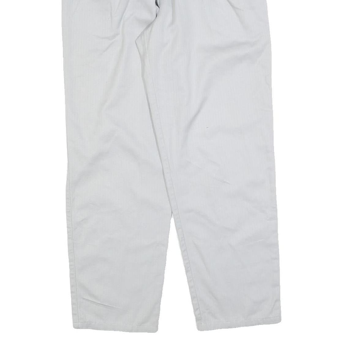 MOUSTACHE Mens Cotton Blend White Regular Fit Straight Trousers W28 L27 Smart