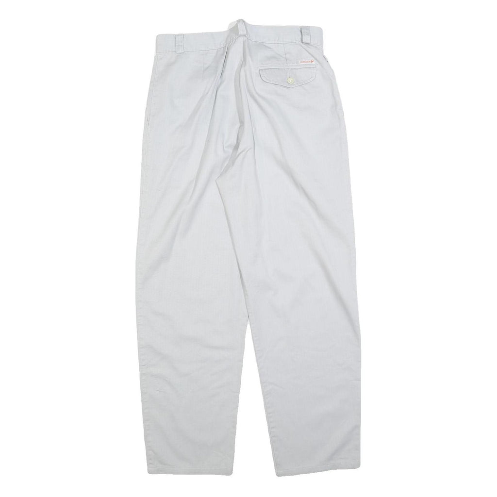 MOUSTACHE Mens Cotton Blend White Regular Fit Straight Trousers W28 L27 Smart