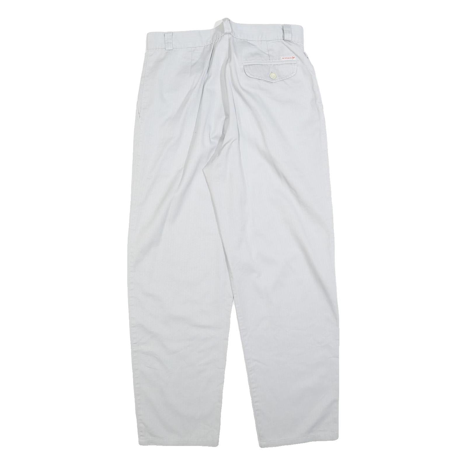 MOUSTACHE Mens Cotton Blend White Regular Fit Straight Trousers W28 L27 Smart