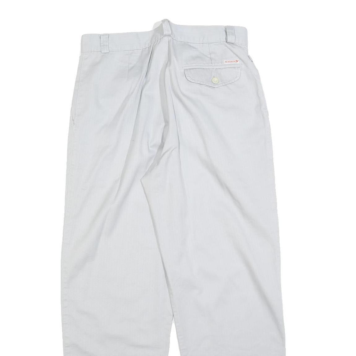 MOUSTACHE Mens Cotton Blend White Regular Fit Straight Trousers W28 L27 Smart