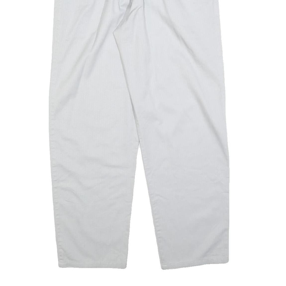 MOUSTACHE Mens Cotton Blend White Regular Fit Straight Trousers W28 L27 Smart