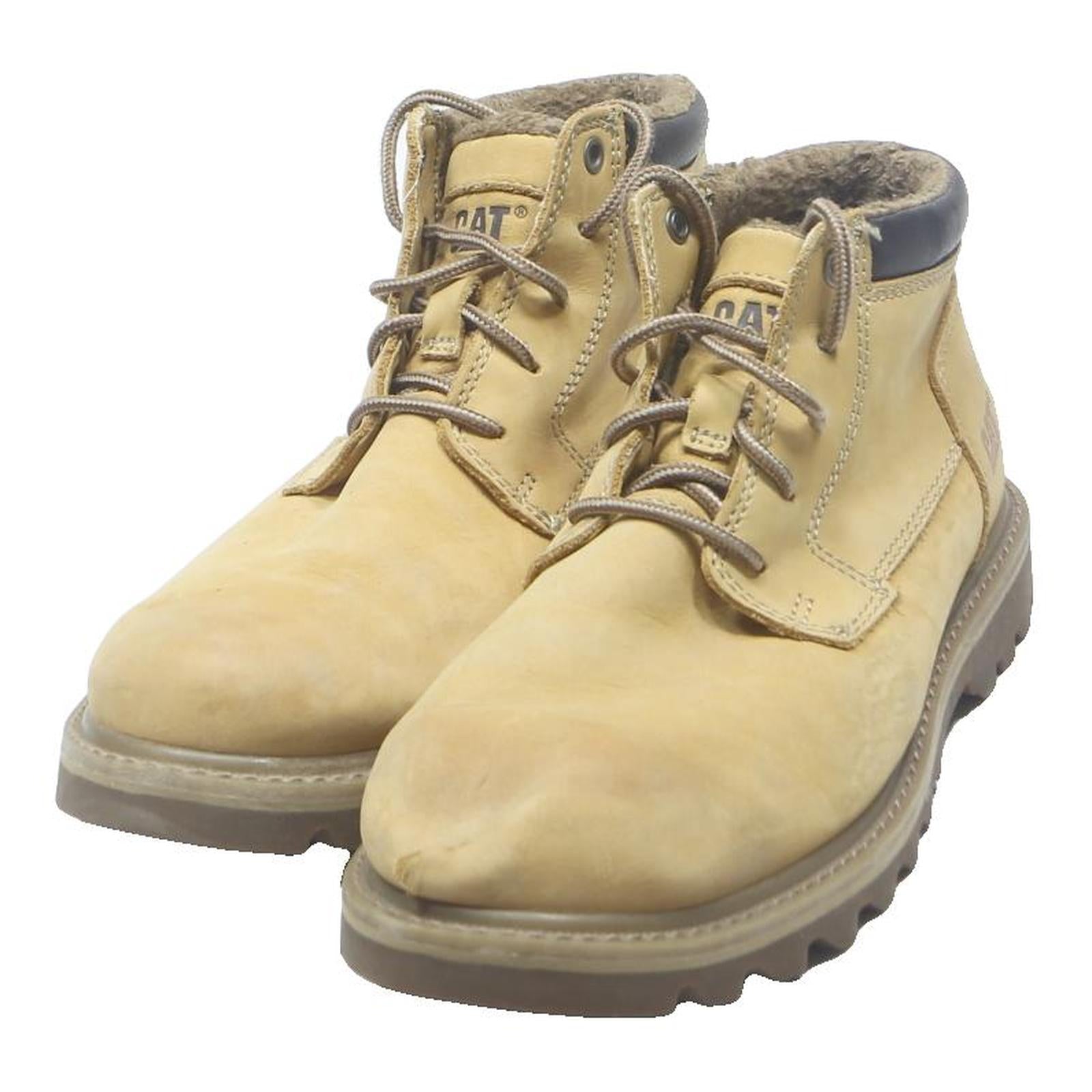 CAT Mens Beige Leather Ankle Boots UK 8 Durable Work Outdoor Footwear