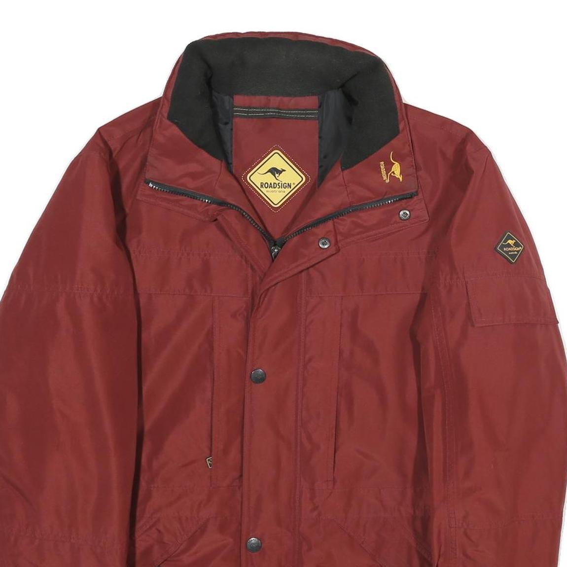 ROADSIGN Mens Red Jacket S Polyester Plain Zip Outdoor Casual Lightweight