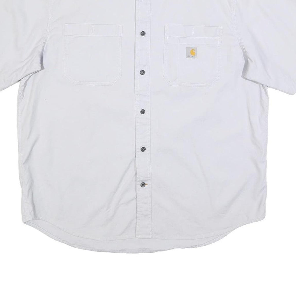 CARHARTT Mens White Short Sleeve Cotton Blend Work Shirt 2XL Rugged Flex