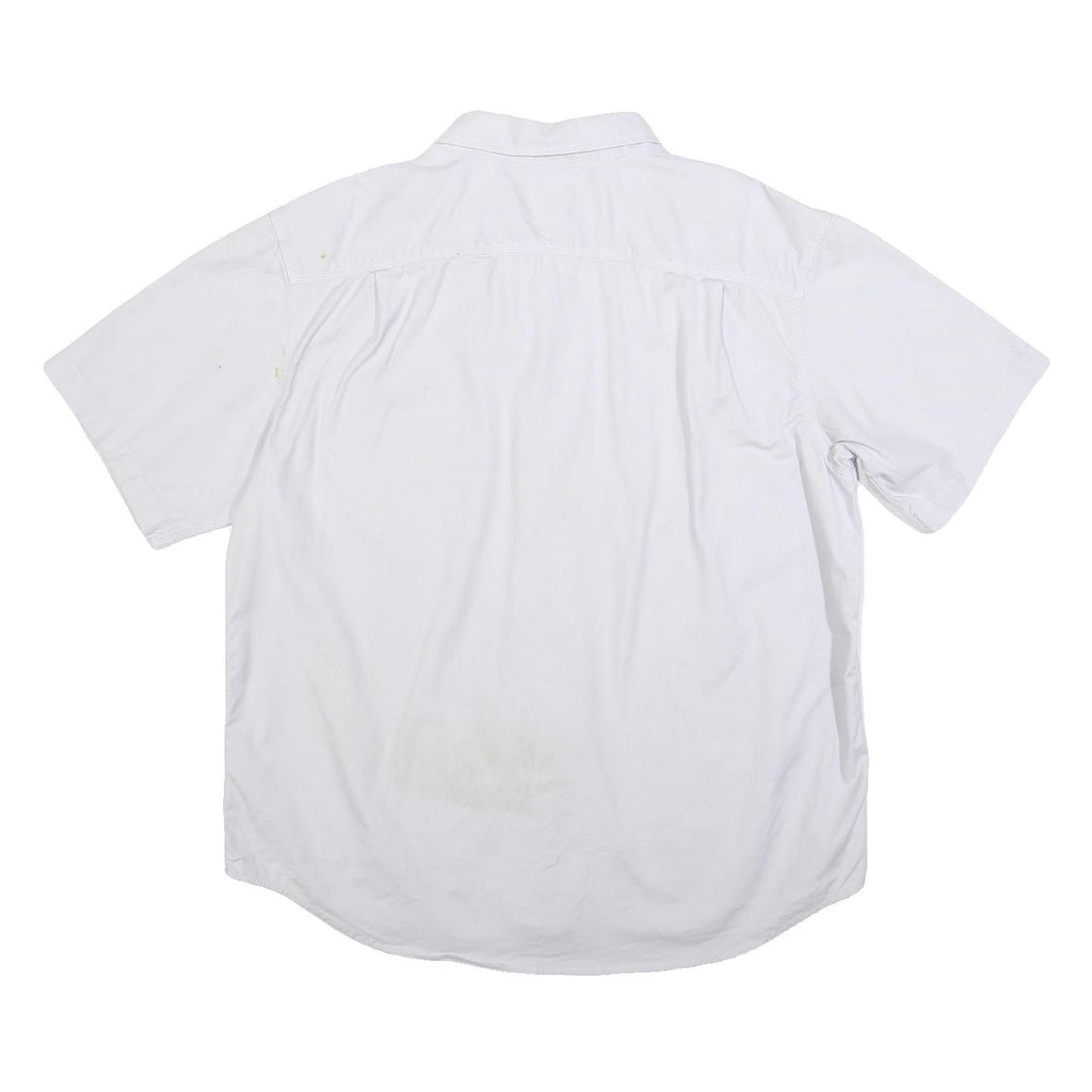CARHARTT Mens White Short Sleeve Cotton Blend Work Shirt 2XL Rugged Flex