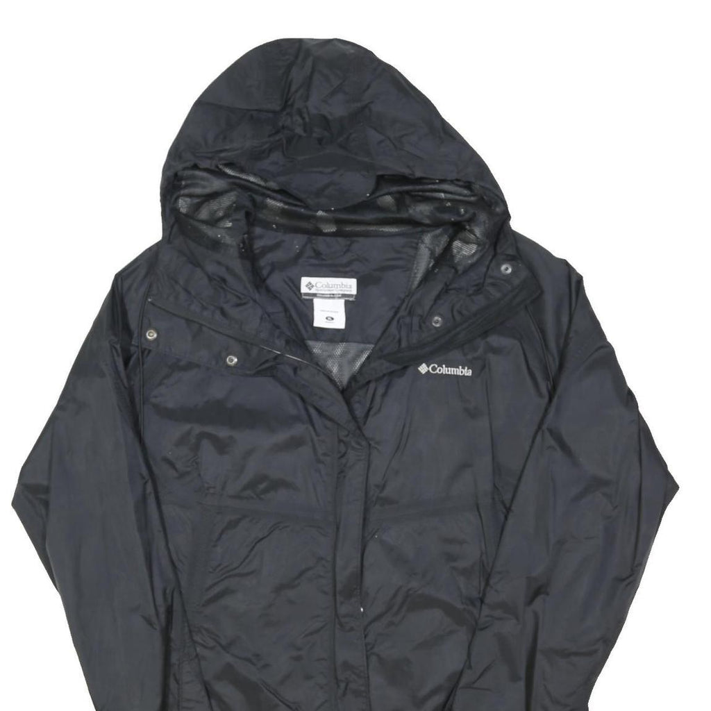 COLUMBIA Womens Black Outdoor Jacket XL Nylon Woven Plain Zip Hooded Stand-Up