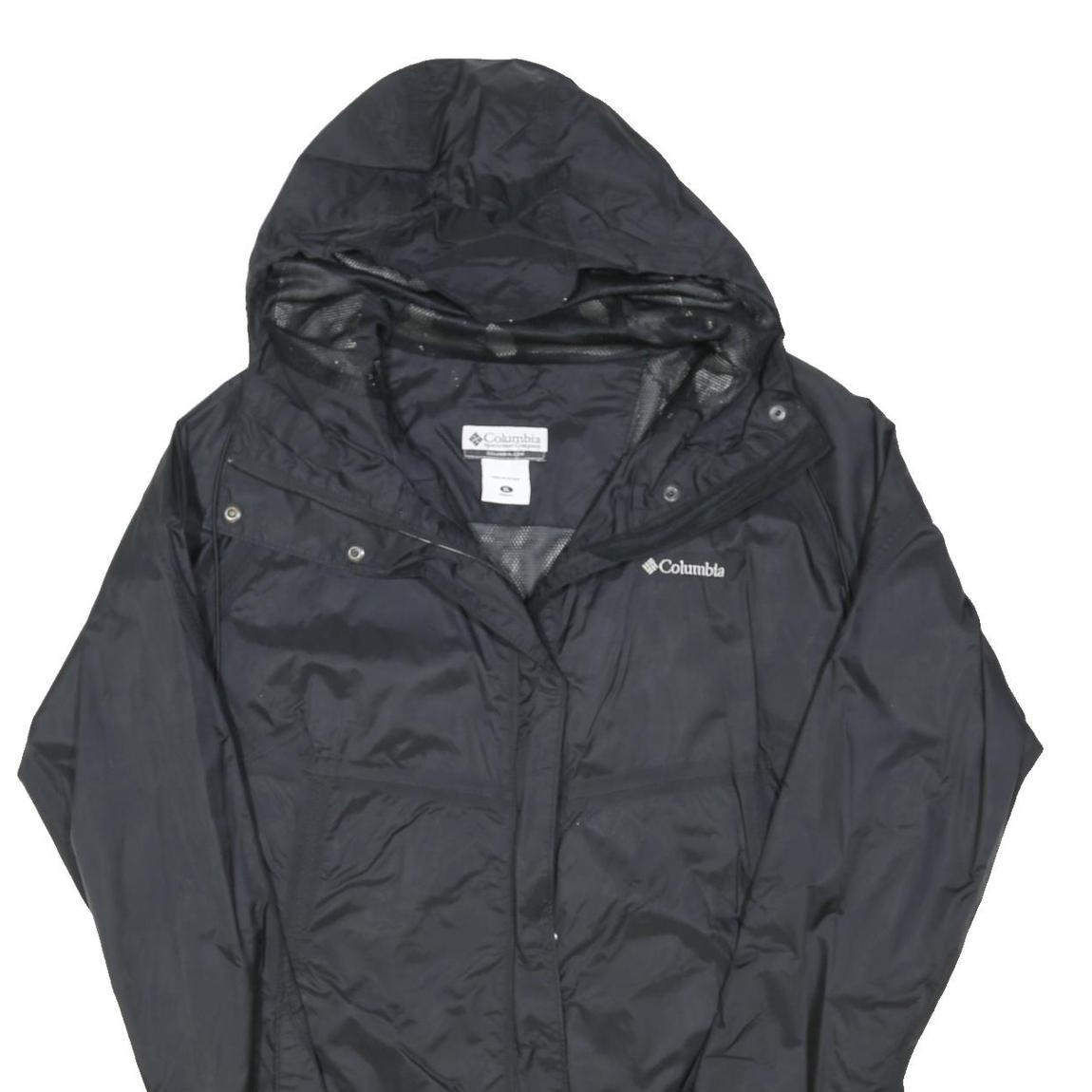COLUMBIA Womens Black Outdoor Jacket XL Nylon Woven Plain Zip Hooded Stand-Up