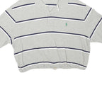 POLO RALPH LAUREN Womens Grey & Navy Striped Short Sleeve Polo Shirt L Crop
