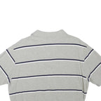POLO RALPH LAUREN Womens Grey & Navy Striped Short Sleeve Polo Shirt L Crop