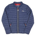 FILA Womens Navy Blue Quilted Jacket M Polyester Blend Zip Casual Sportswear