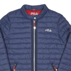 FILA Womens Navy Blue Quilted Jacket M Polyester Blend Zip Casual Sportswear