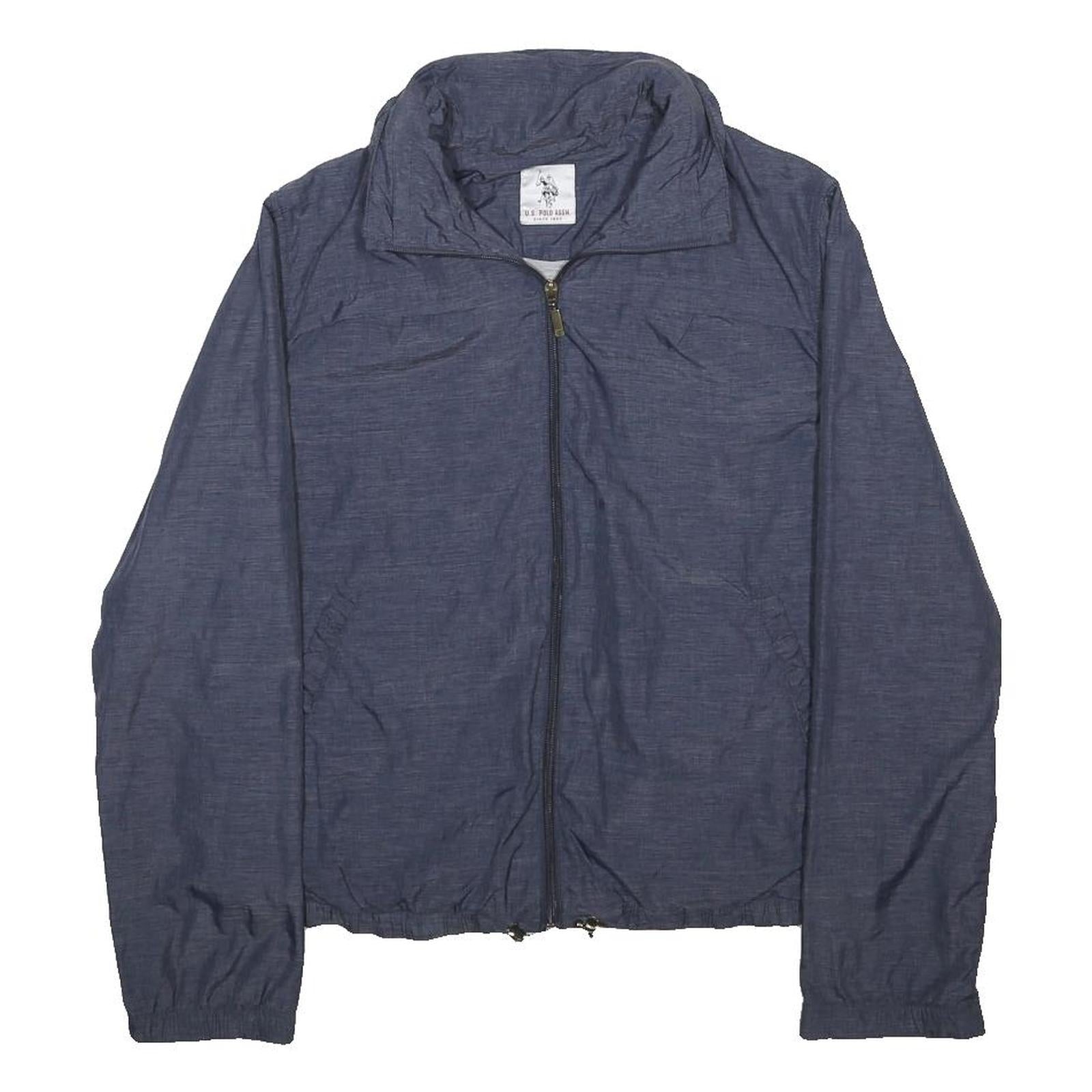 U.S. POLO ASSN Womens Blue Synthetic Zip Jacket S Woven Casual Lightweight