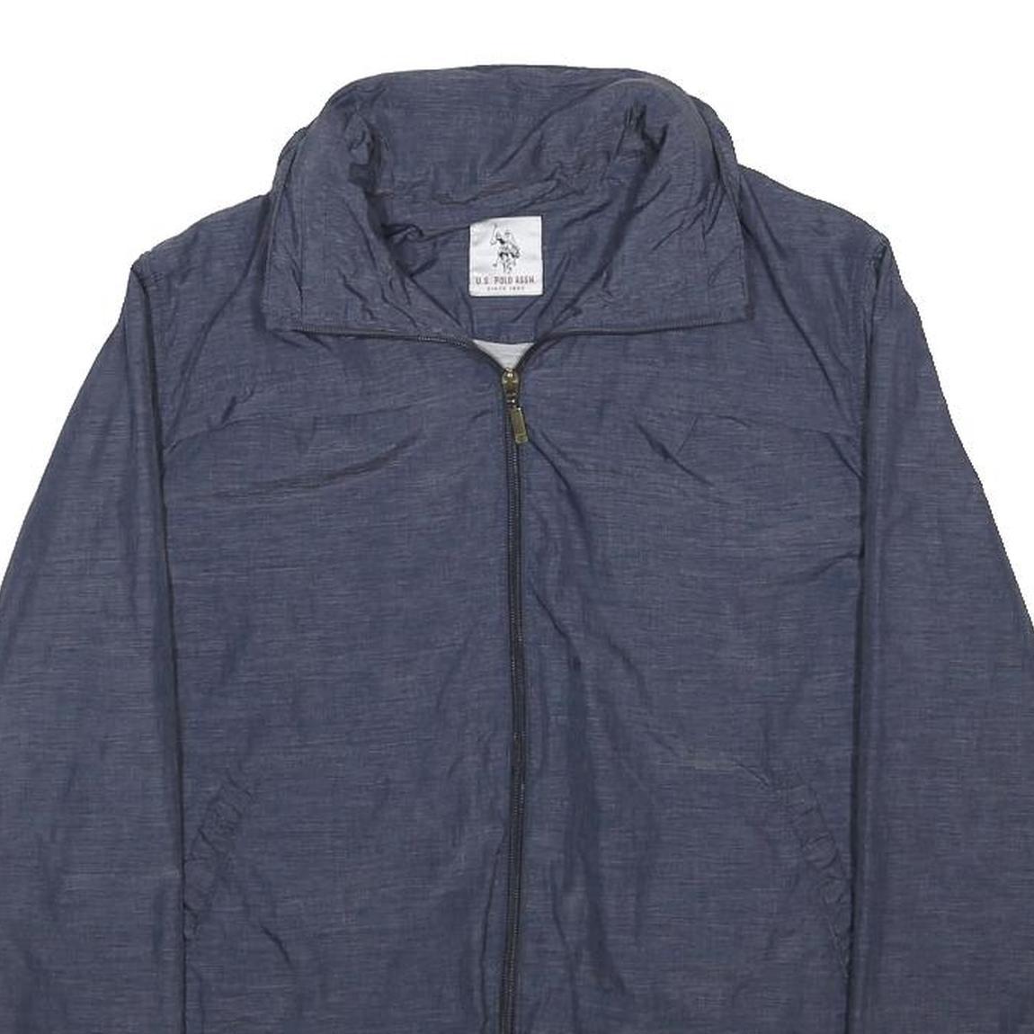 U.S. POLO ASSN Womens Blue Synthetic Zip Jacket S Woven Casual Lightweight