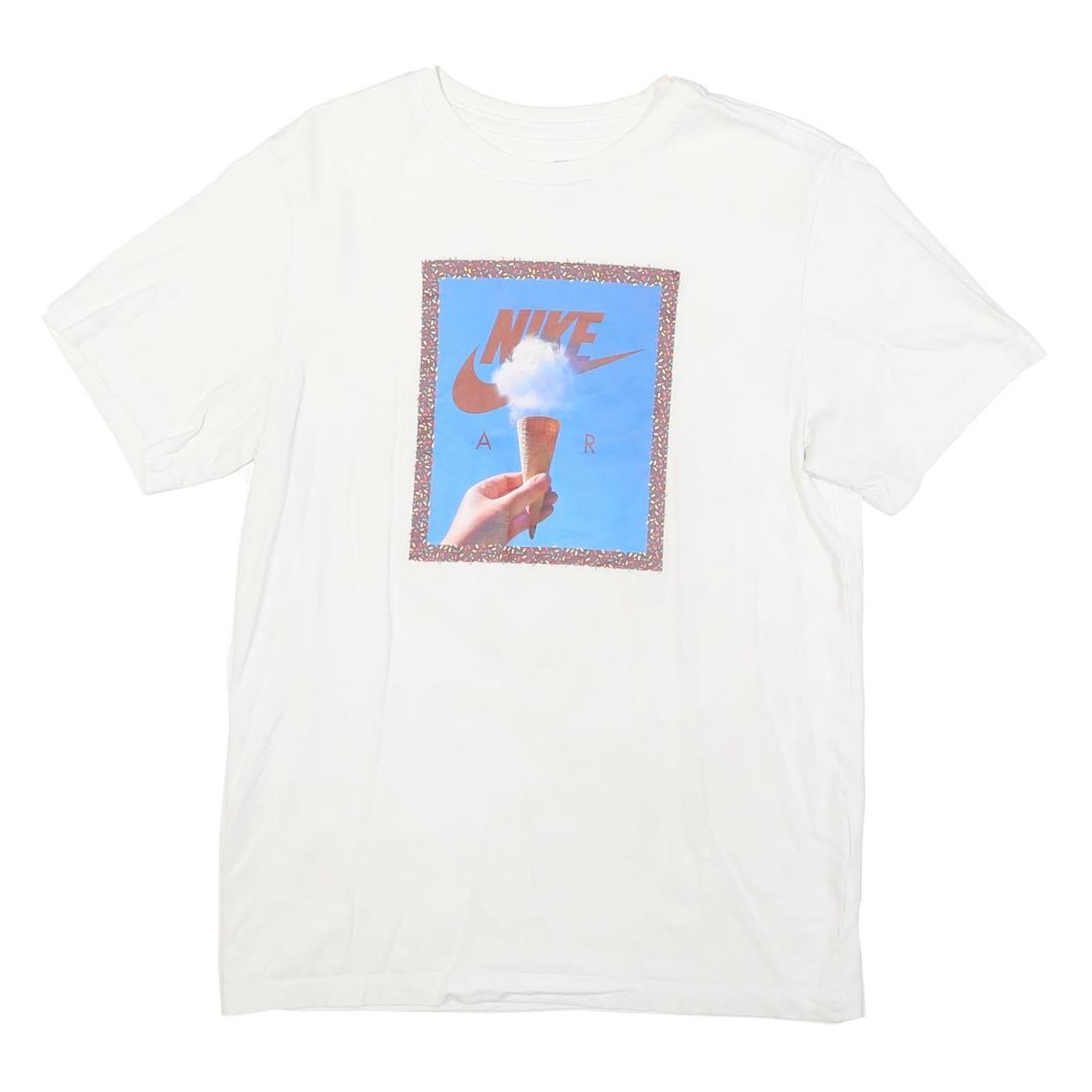 NIKE Mens White Graphic T-Shirt S Short Sleeve Crew Neck Cotton Blend Casual
