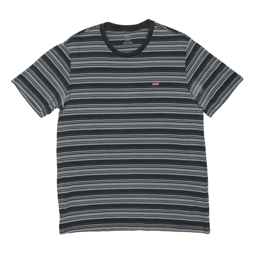 PUMA Mens Black & Grey Stripe Graphic T-Shirt M Short Sleeve Crew Neck Casual