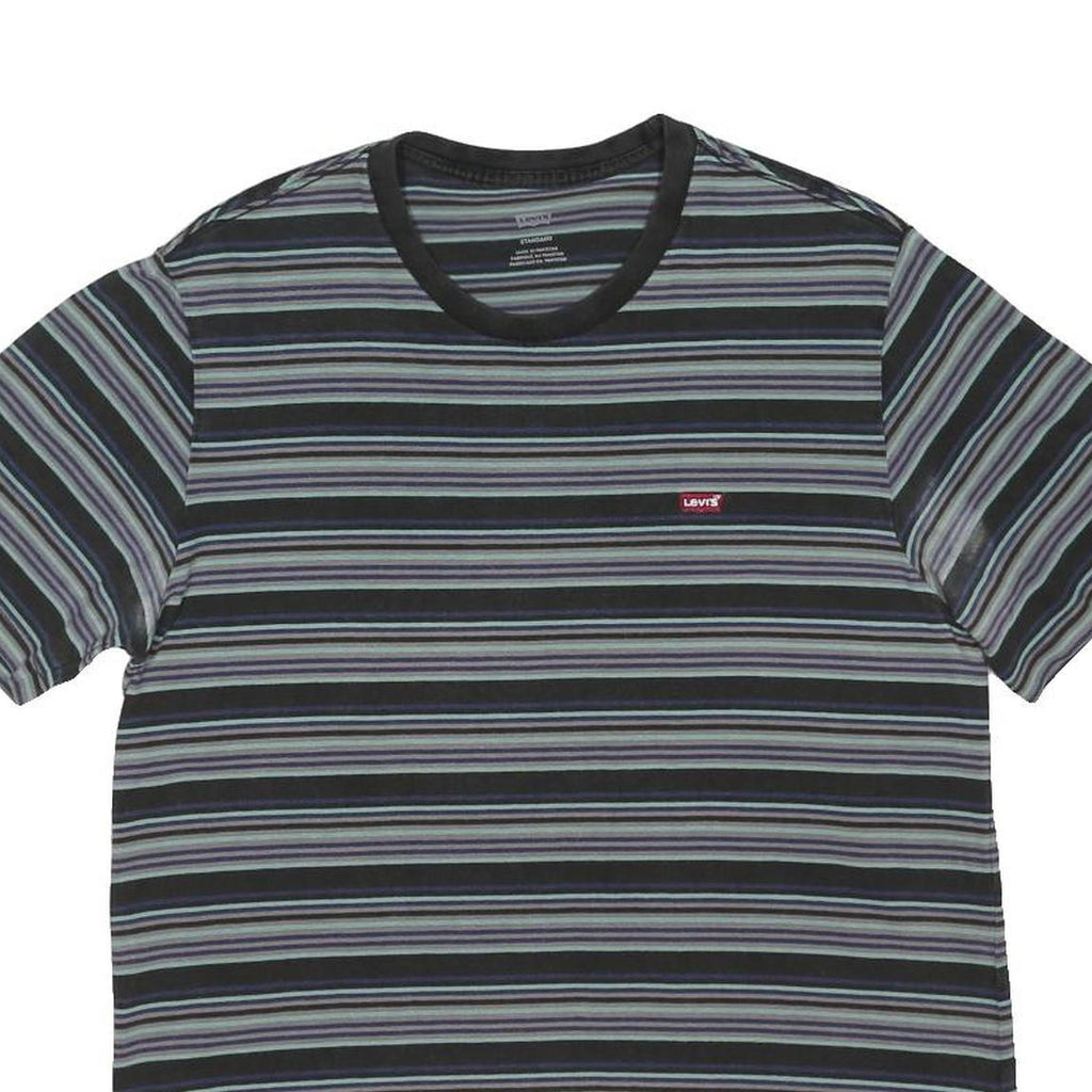 PUMA Mens Black & Grey Stripe Graphic T-Shirt M Short Sleeve Crew Neck Casual