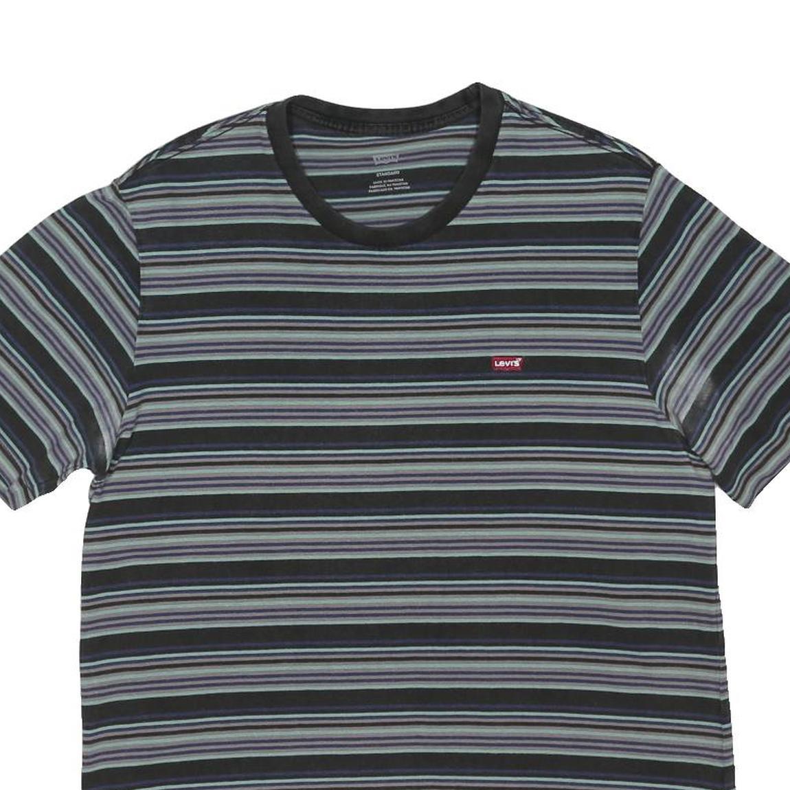 PUMA Mens Black & Grey Stripe Graphic T-Shirt M Short Sleeve Crew Neck Casual