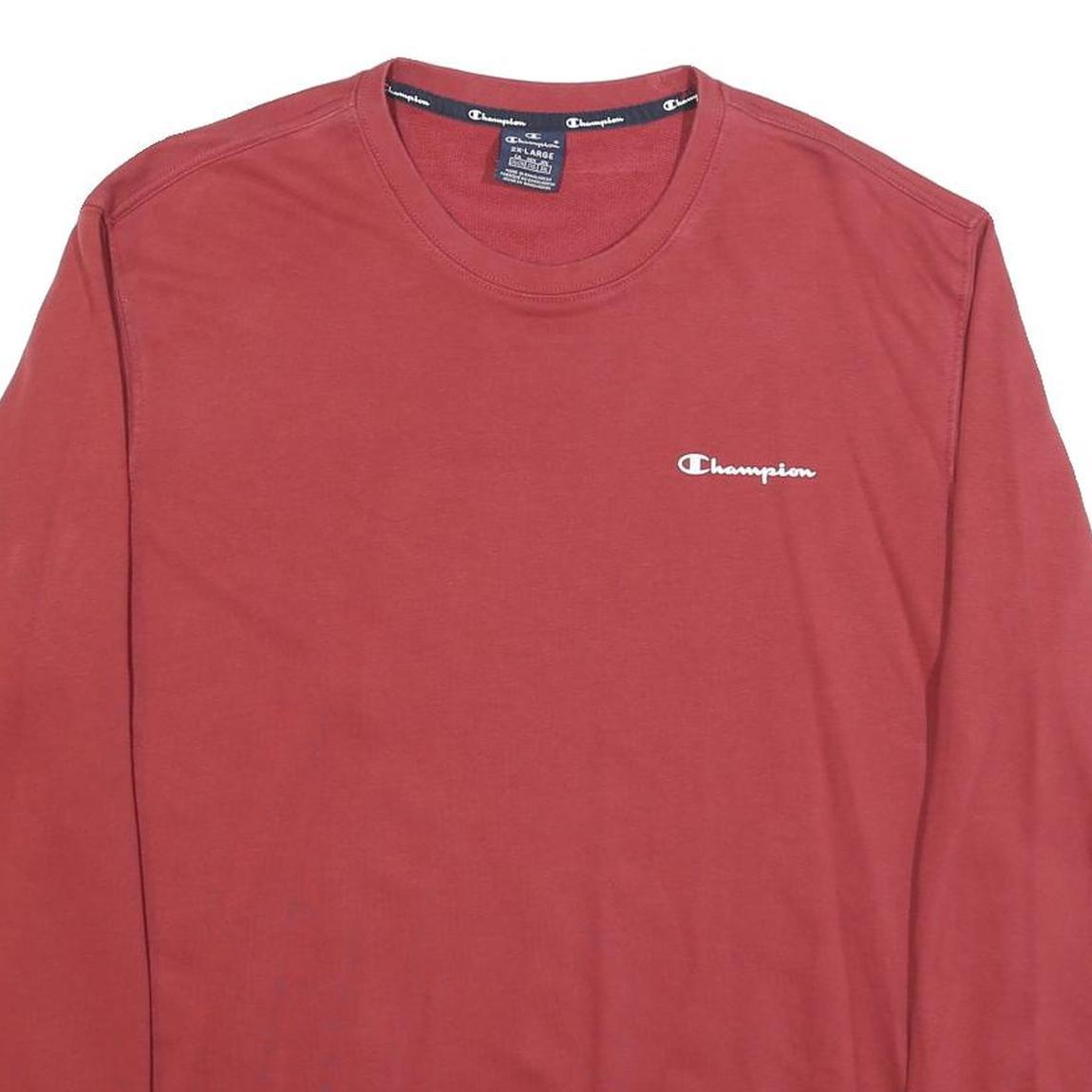 CHAMPION Mens Red Crew Neck 2XL Sweatshirt Cotton Blend Classic Logo