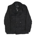 GUESS Mens Black Wool Blend Military Style Jacket XL Woven Zip Casual Outerwear