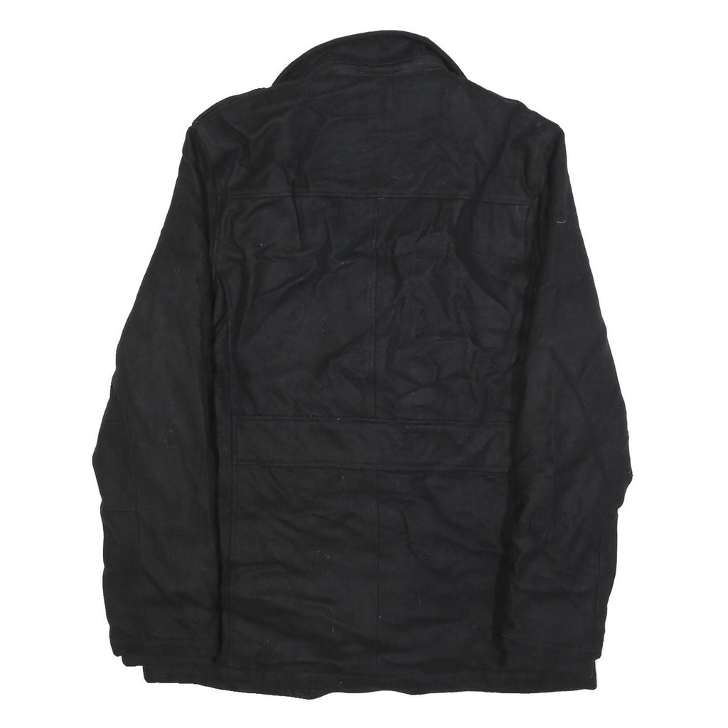 GUESS Mens Black Wool Blend Military Style Jacket XL Woven Zip Casual Outerwear