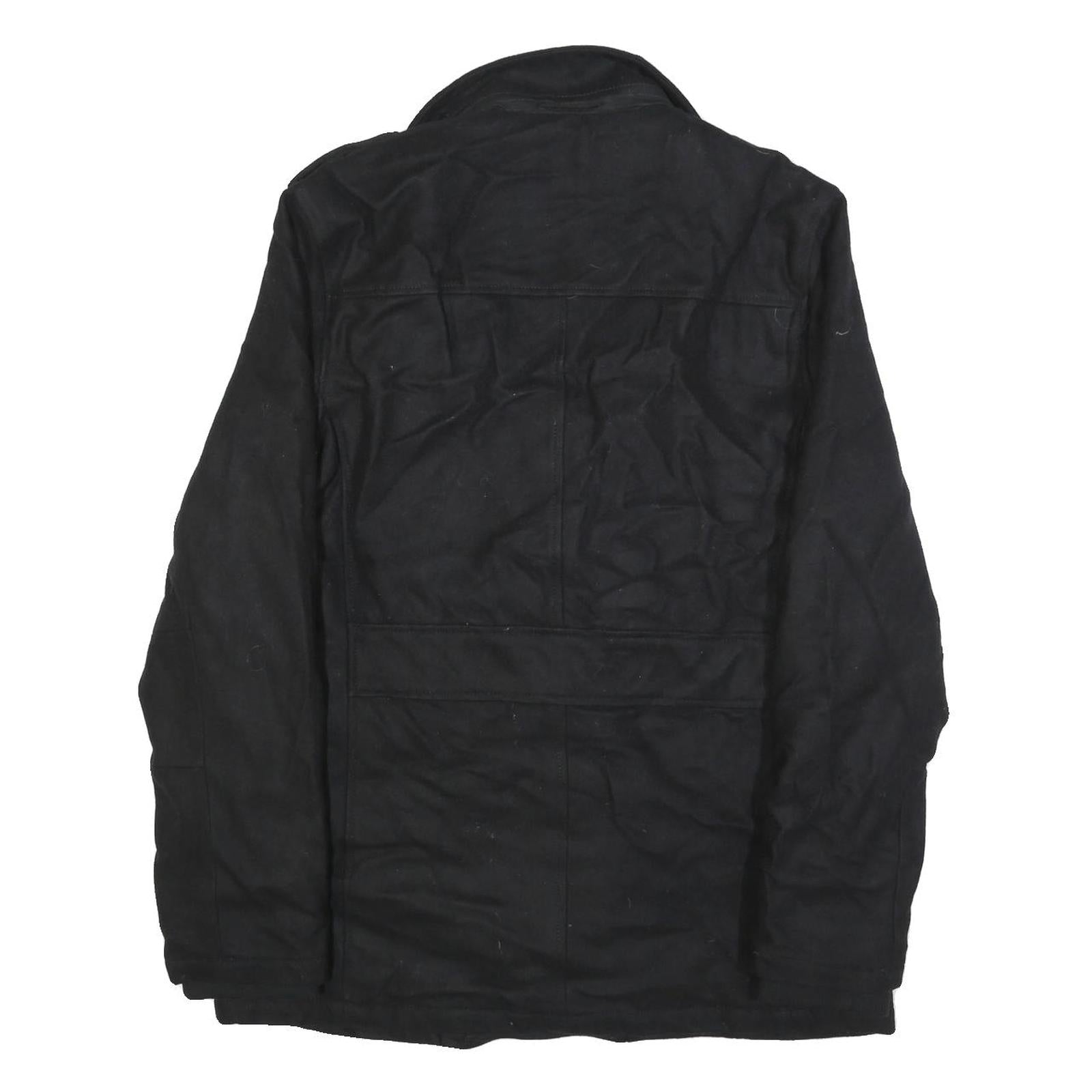 GUESS Mens Black Wool Blend Military Style Jacket XL Woven Zip Casual Outerwear