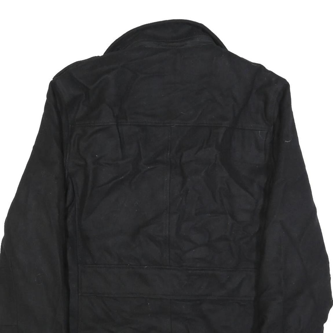 GUESS Mens Black Wool Blend Military Style Jacket XL Woven Zip Casual Outerwear