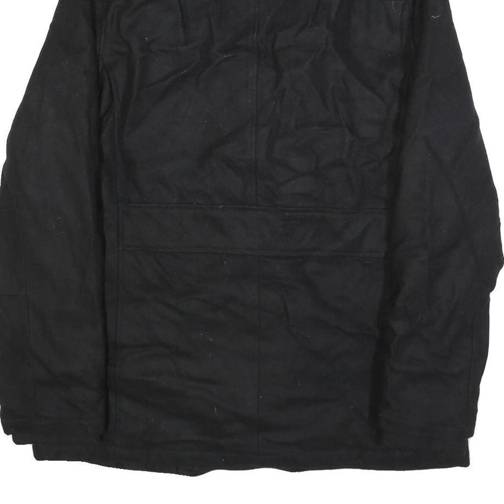 GUESS Mens Black Wool Blend Military Style Jacket XL Woven Zip Casual Outerwear