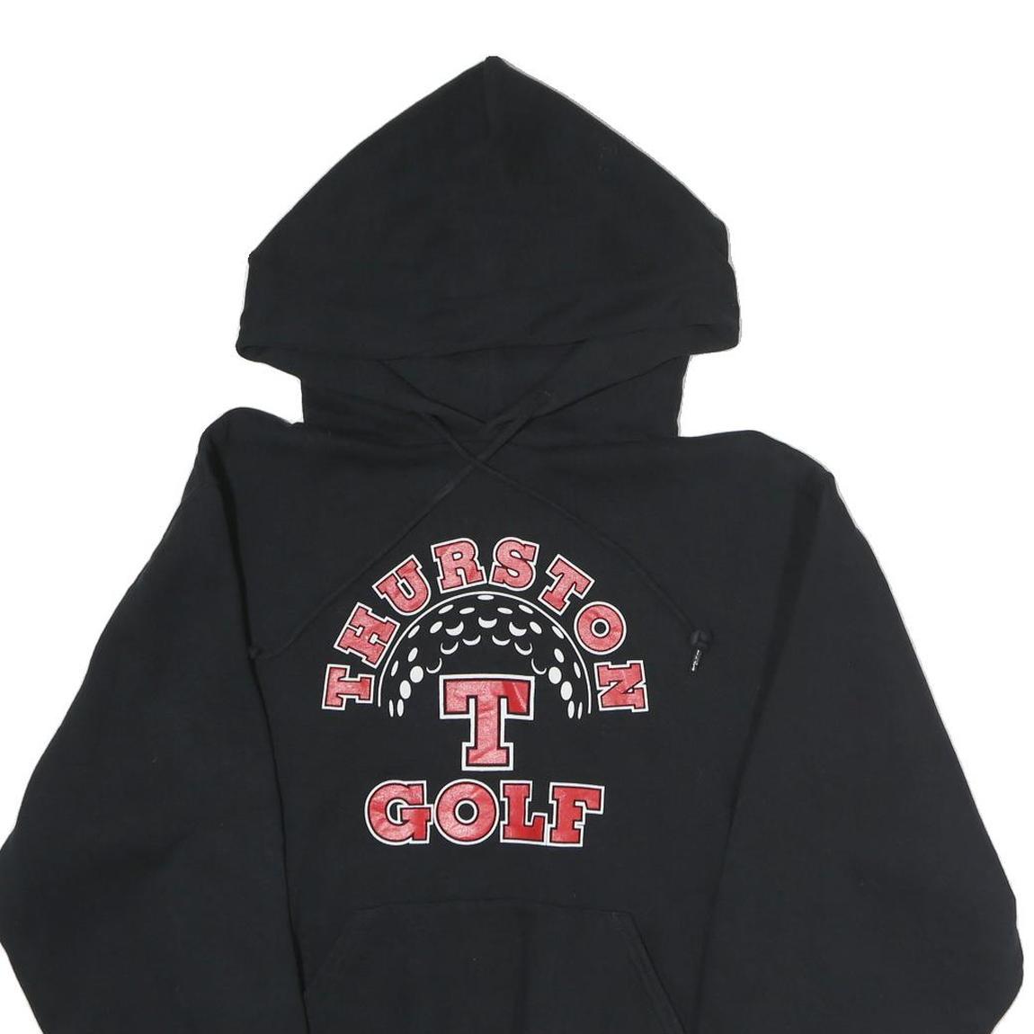 RUSSELL ATHLETIC Mens Black Thurston Golf Pullover Hoodie S Cotton Blend