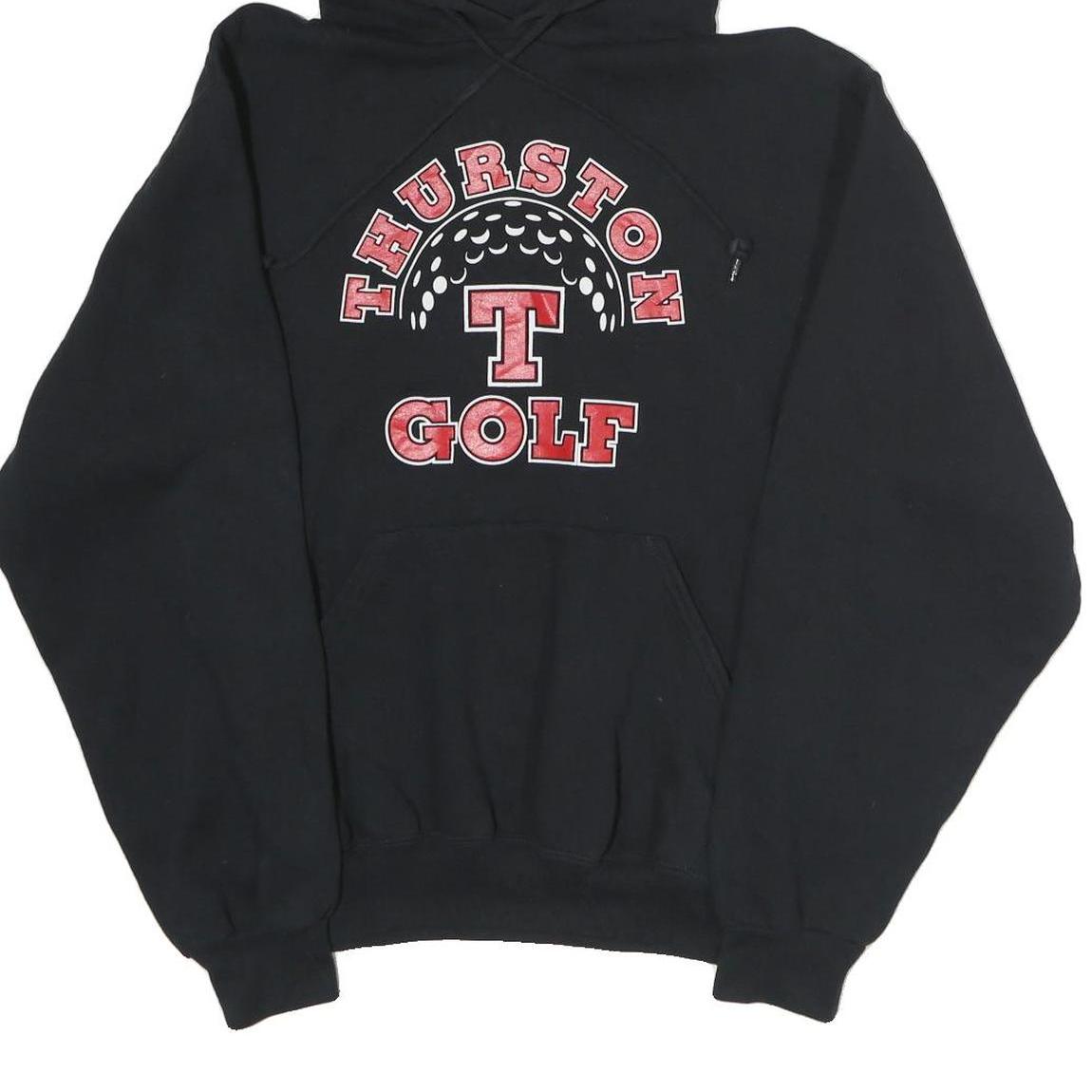 RUSSELL ATHLETIC Mens Black Thurston Golf Pullover Hoodie S Cotton Blend