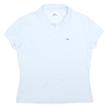 LACOSTE Womens White Short Sleeve Plain Polo Shirt M Classic Cotton Blend