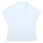 LACOSTE Womens White Short Sleeve Plain Polo Shirt M Classic Cotton Blend