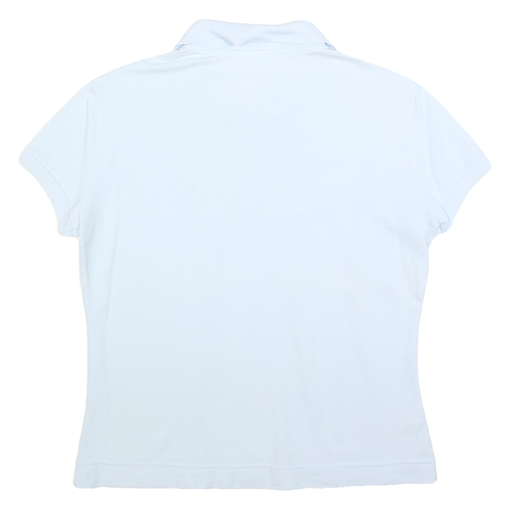 LACOSTE Womens White Short Sleeve Plain Polo Shirt M Classic Cotton Blend