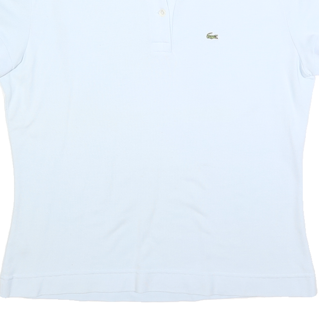 LACOSTE Womens White Short Sleeve Plain Polo Shirt M Classic Cotton Blend