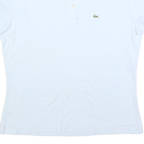 LACOSTE Womens White Short Sleeve Plain Polo Shirt M Classic Cotton Blend