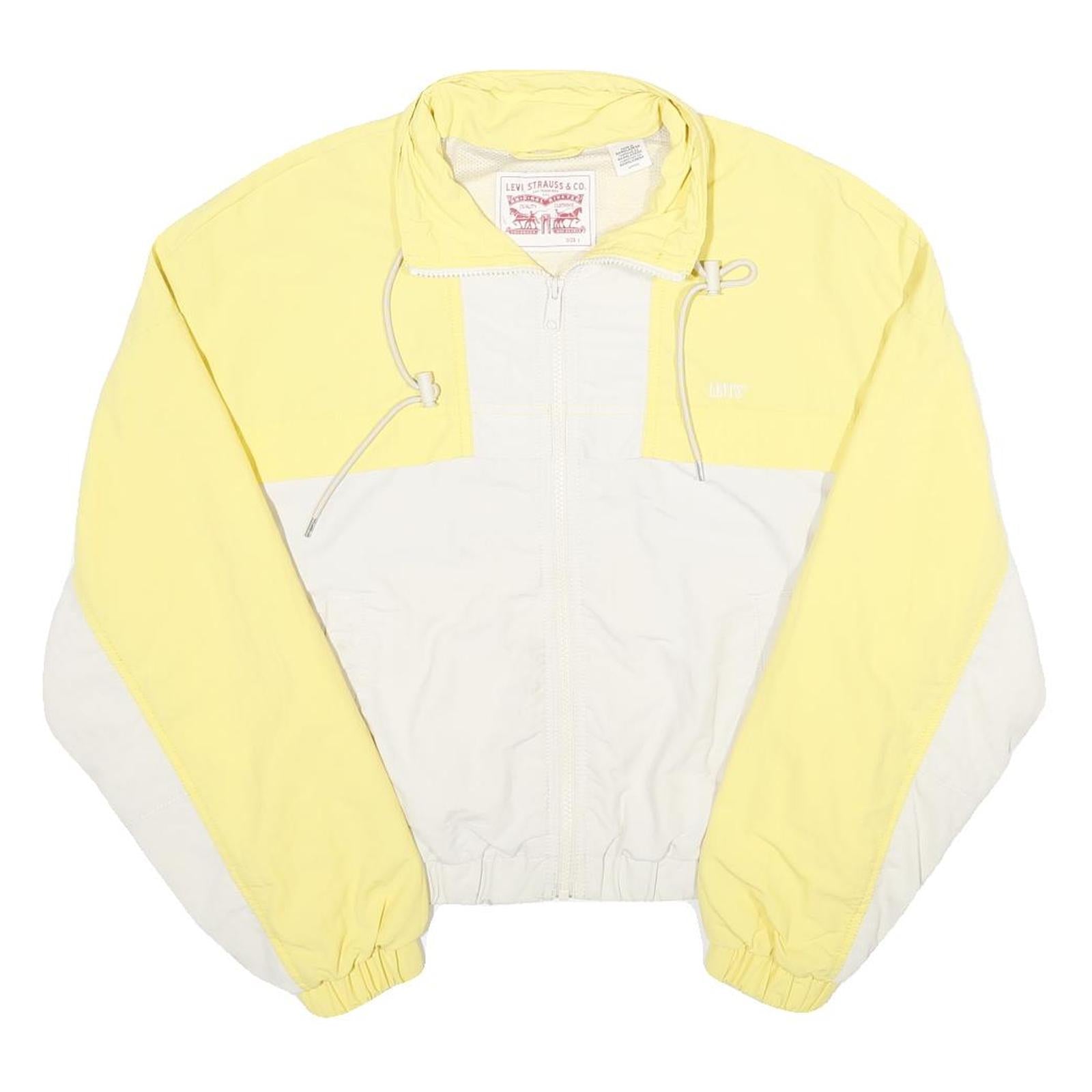 LEVI'S Womens Yellow & White Nylon Zip Jacket S Colourblock Casual Lightweight