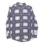 MASSIMO DUTTI Womens Blue Plaid Shirt S Check Button-Up Long Sleeve