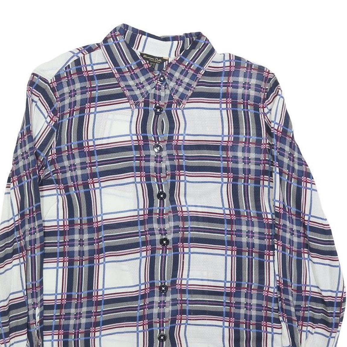MASSIMO DUTTI Womens Blue Plaid Shirt S Check Button-Up Long Sleeve